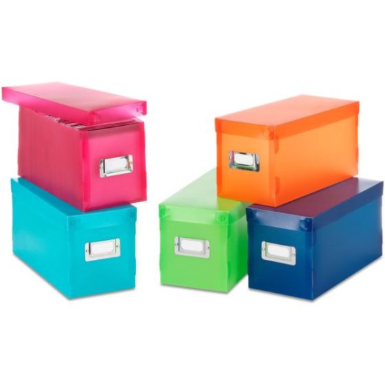 Set of 5 Plastic Storage Boxes in Various Colors