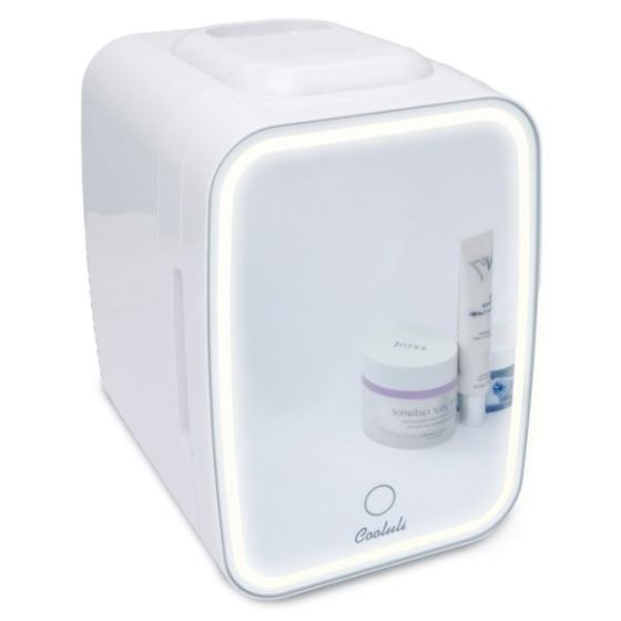 Glow 4L Mini Skincare Fridge w/ Mirror & LED Light White