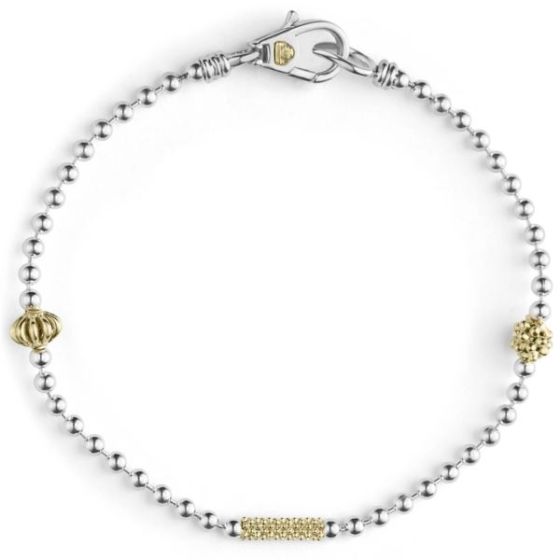 Two-Tone Caviar Beaded Bracelet Size 6