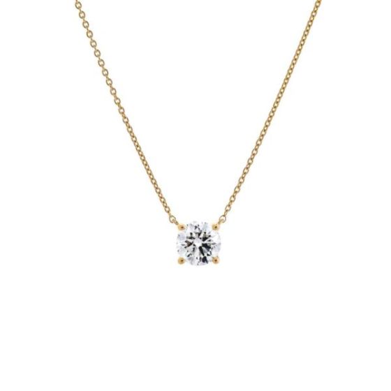 0.25 CT Lab Grown Round Necklace 14K Size 18