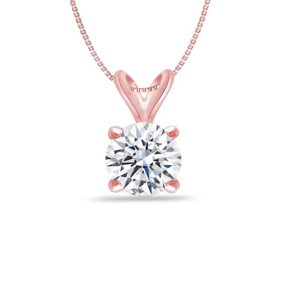 Bright White Round Lab Grown Diamond Pendant in 14K Rose Gold 0.20ct, Color-FG, Clarity-VS SI