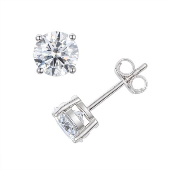 Sterling Silver Moissanite Stud Earring Size 1 Pair