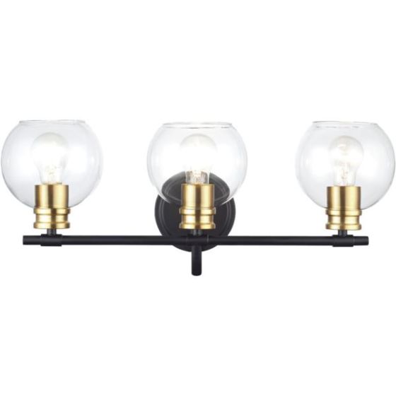 3-Light Vanity Bar Lighting for Over the Mirror in Bathroom or Powder Room, Matte Black Finish with
