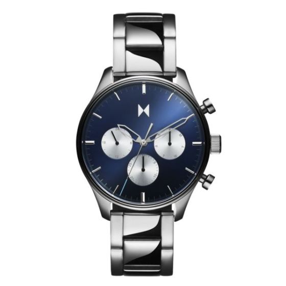 Men's Airhawk Multi-Dial Silver-Tone Stainless Steel Watch Coastal Blue Dial
