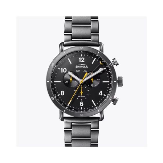 Mens' Canfield Sport Chronograph Gunmetal PVD Stainless Steel Watch Black Dial