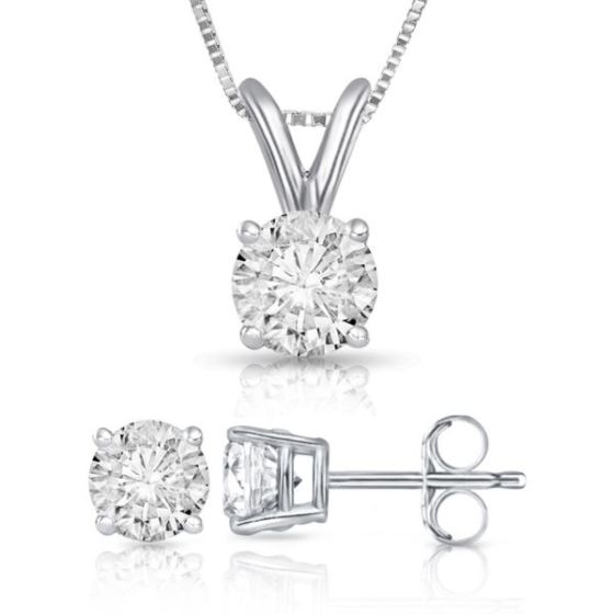 Bright White Round Lab Grown Diamond Prime Set in Sterling Silver 1.00ct, Color-FG, Clarity-SI2 SI1