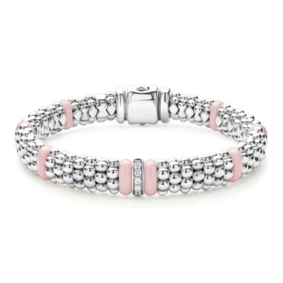 Single Station Diamond Caviar Bracelet Size 6.25