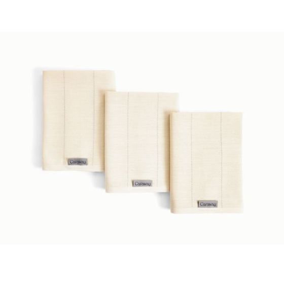 3pc Linen Tea Towel Set Cream