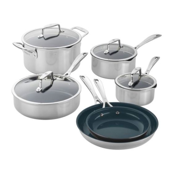 Clad CFX 10pc Nontick Ceramic Stainless Steel Cookware Set