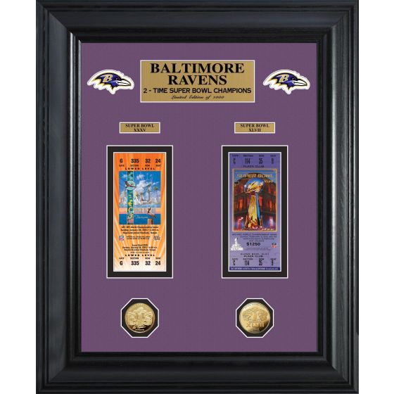 Baltimore Ravens Super Bowl Champions Deluxe Gold Coin Ticket Collection
