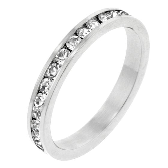 Stackables Clear Swarovski Crystal Silver Ring