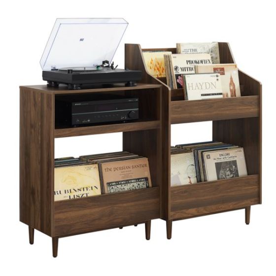 Liam 2Pc Record Player Stand And Vinyl Storage Set