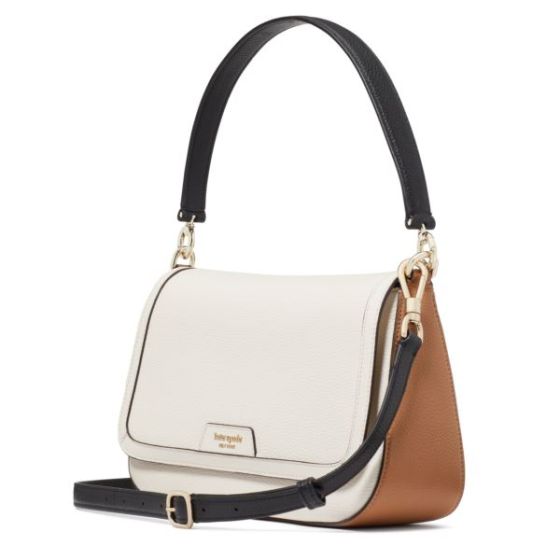 Hudson Colorblocked Flap Shoulder Bag - Parchment Multi