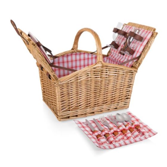 Piccadilly Basket - Red & White Plaid Pattern