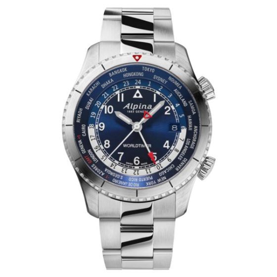 Men's Startimer Pilot Quartz Worldtimer Stainless Steel Watch Navy Dial