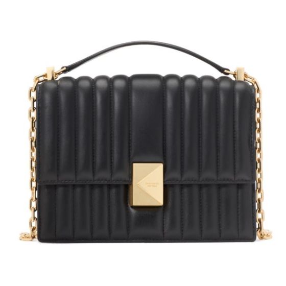Deco Quilted Chain Shoulder Bag - Black