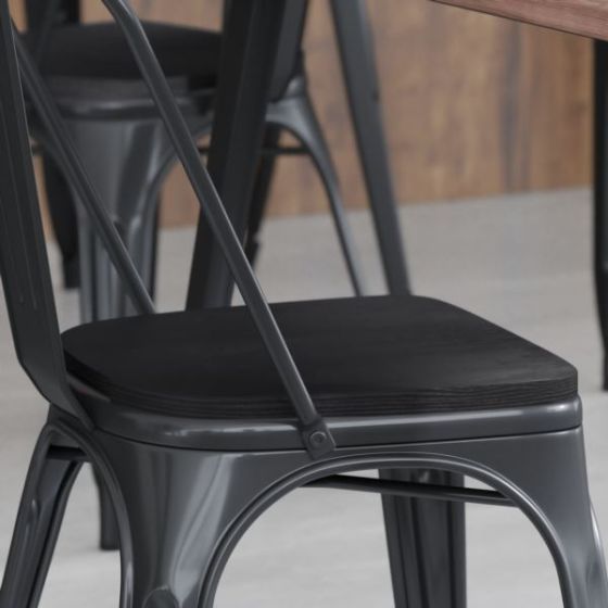 4PK Black Poly Resin Seats for Stools & Chairs