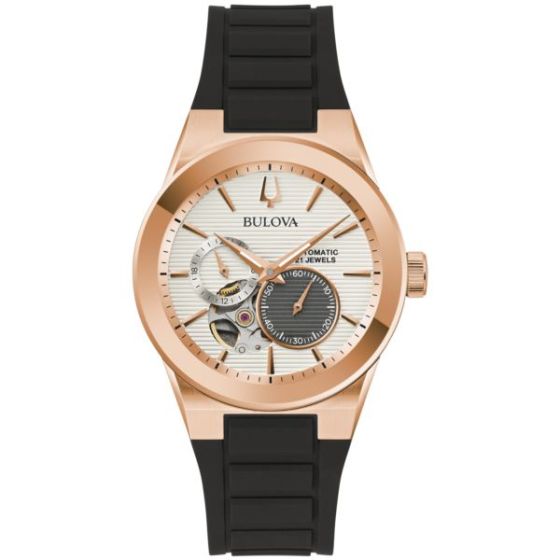 Men's Latin GRAMMY Black Silicone Strap Watch Silver-White Dial