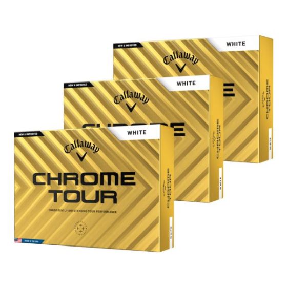 Chrome Tour Golf Balls - White - 3 Dozen