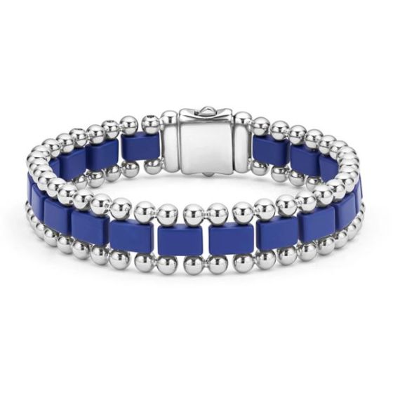 Men's Matte Ultramarine Ceramic Link Bracelet