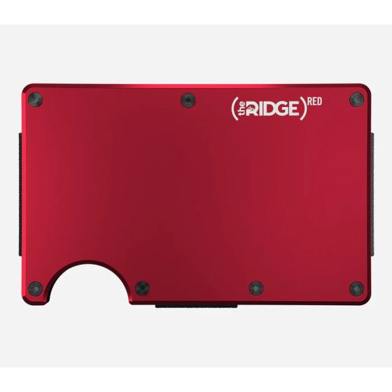 The Ridge Wallet RFID-Blocking with Cash Strap & Money Clip in RED Aluminum