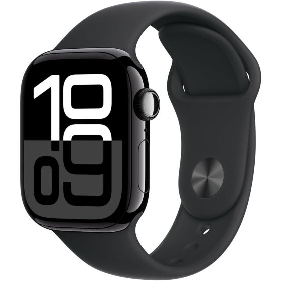 Apple Watch Series 10 GPS 42mm Jet Black Aluminum Case with Black Sport Band - S/M