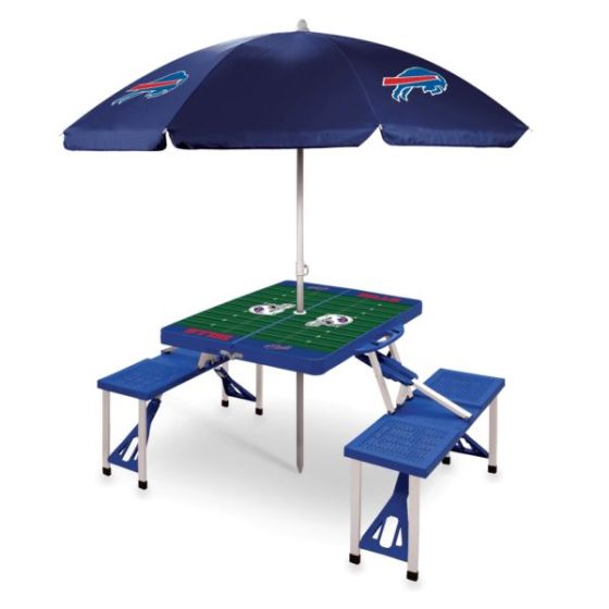 Indianapolis Colts - Picnic Table Portable Folding Table with Seats and Umbrella, (Blue)