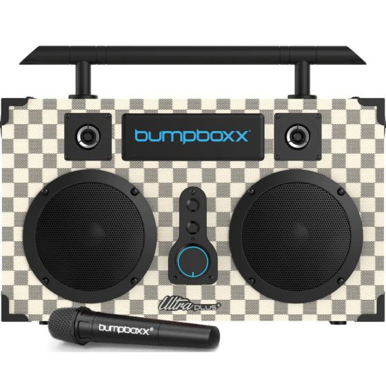 Bumpboxx Ultra+ Bluetooth Boombox with Microphone - White Checkered