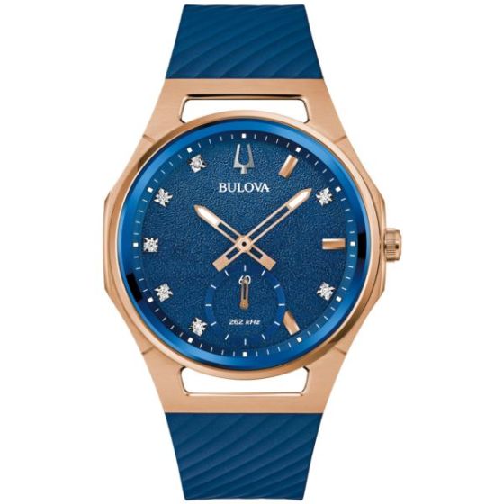 Ladies' CURV Marc Anthony Blue Silicone Strap Watch Blue Dial