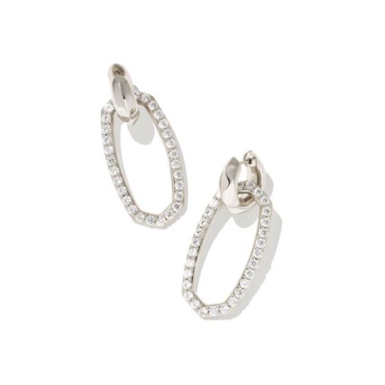 Danielle Silver Convertible Link Earrings in White Crystal