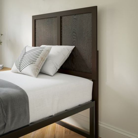 Contemporary Full Size Three Panel Wooden Headboard Only in Dark Brown