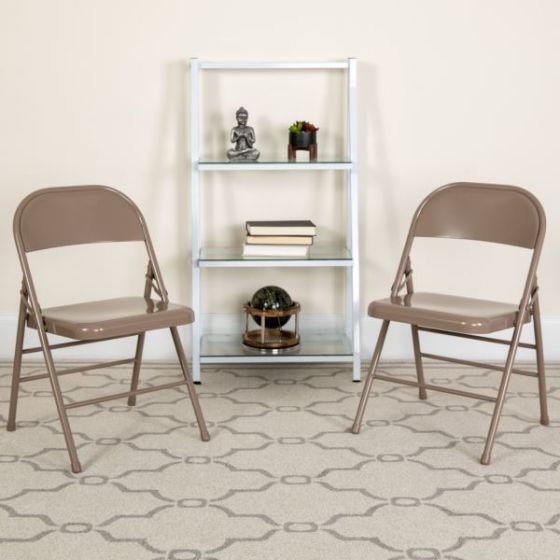 2 Pack Triple Braced & Double Hinged Red Metal Folding Chair