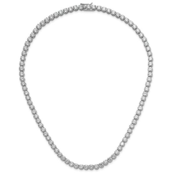 Sterling Silver Cheryl M Rhodium-plated CZ Necklace