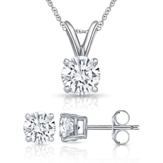 Bright White Round Lab Grown Diamond Prime Set in 10K White Gold 0.10ct, Color-FG, Clarity-SI2 I1