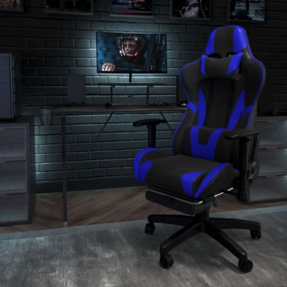 Racing Gaming Ergonomic Chair with Fully Reclining Back in Purple LeatherSoft