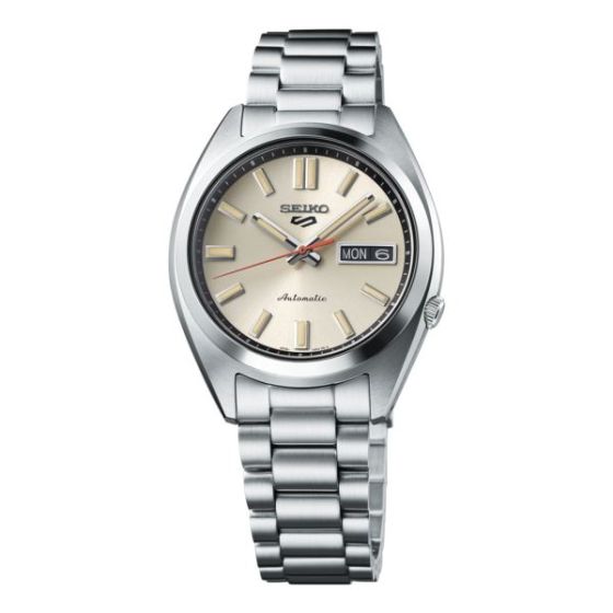 Men's Seiko 5 Sport Automatic Silver-Tone Stainless Steel Watch Ivory Dial