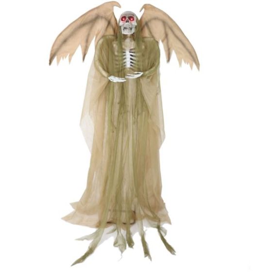 Lifesize Animatronic Reaper with Wings with Lights and Sound, Indoor/Covered Outdoor Halloween Decor