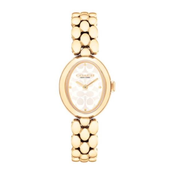 Ladies' Sammy Oval Gold-Tone Stainless Steel Watch Silver White 