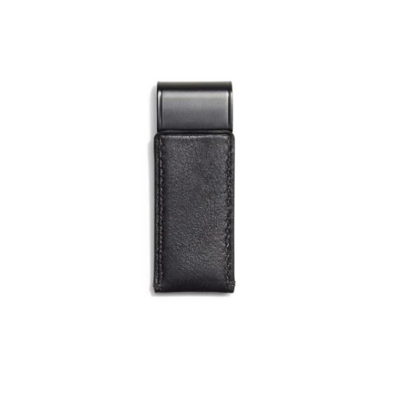 Mens Sport Leather Money Clip - Black