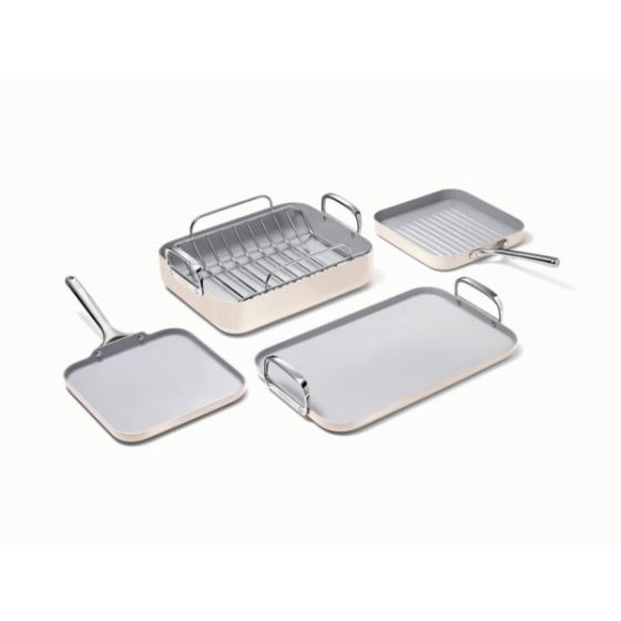 5pc Square Cookware Set Cream