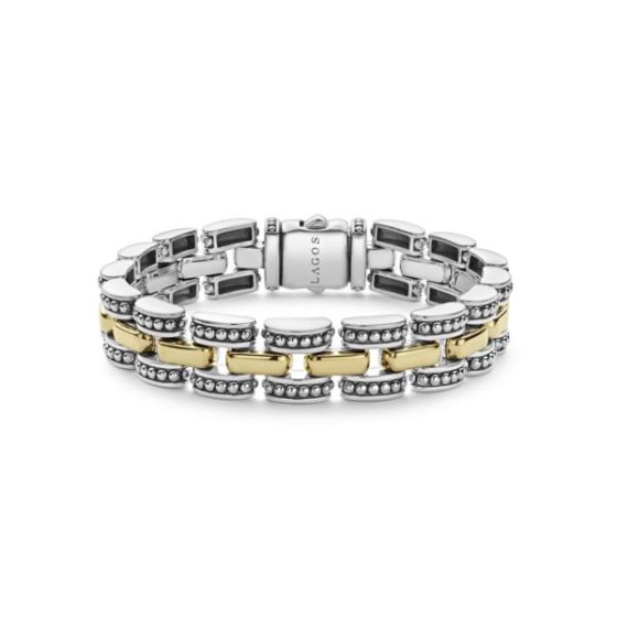 Two-Tone Caviar Link Bracelet Size 7.25