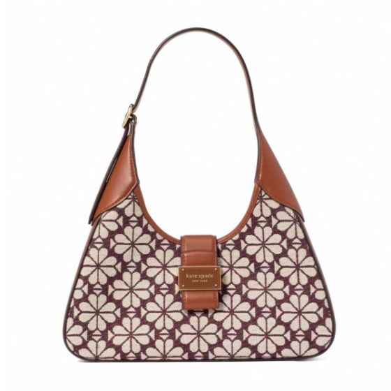 Spade Flower Jacquard Nouveau Shoulder Bag - Burgundy Multi