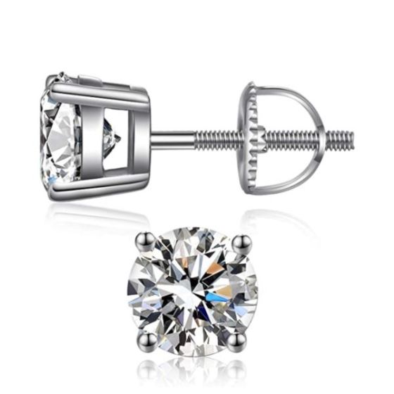 Sterling Silver 5MM Round Cut Screw Back Studs
