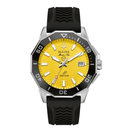 Men's Marine Star Series C Precisionist Black Silicone Strap Watch Yellow Dial