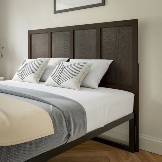 Contemporary King Size Four Panel Wooden Headboard Only in White