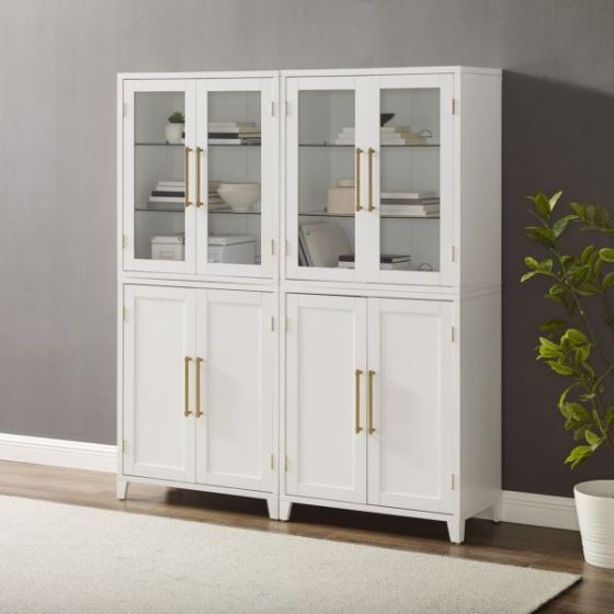 Roarke 2Pc Pantry Storage Cabinet W/Glass Door Hutch Set