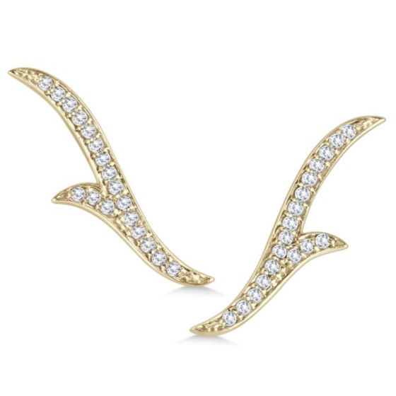 1/5 Ct Genuine Diamond Leaf Climber Earrings
