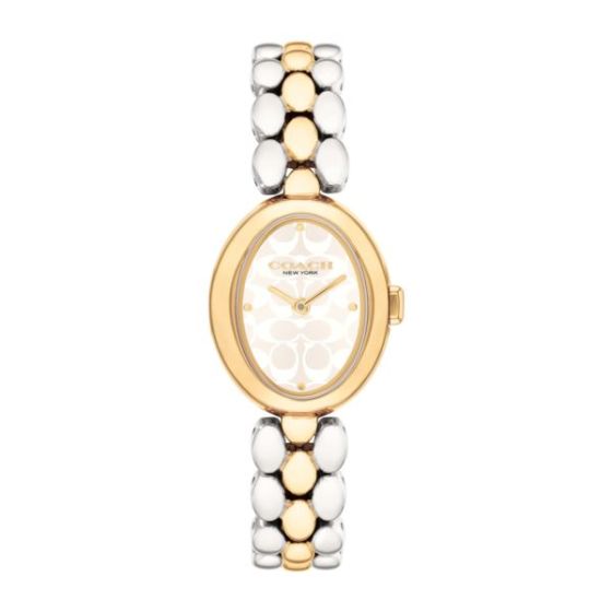Ladies' Sammy Oval Two-Tone Stainless Steel Watch Silver White 