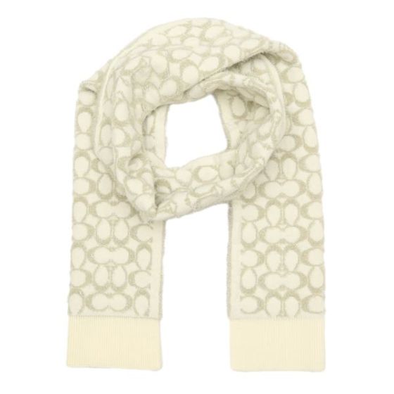 Signature C Metallic Muffler Scarf - Chalk