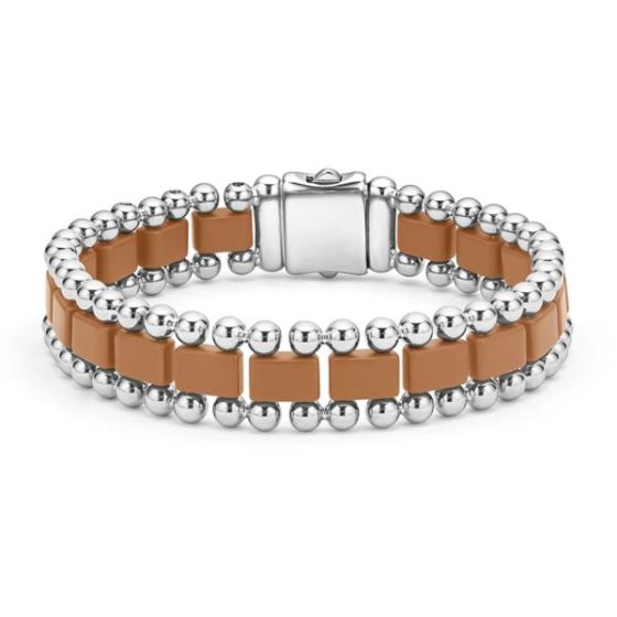 Men's Matte Tan Ceramic Link Bracelet